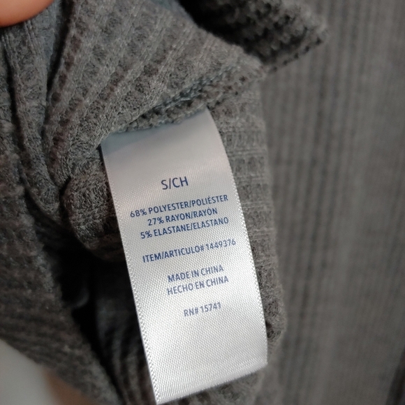 Splendid Long Sleeve Waffle Knit Top Charcoal Gray Relaxed Boxy Fit Small - Picture 7 of 7